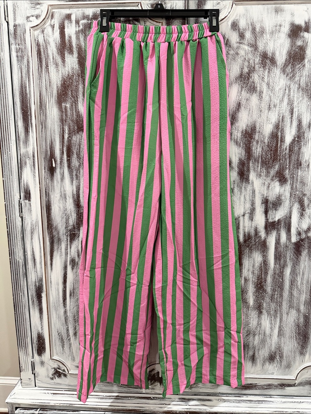 NWT Women’s Pink and Green Striped Wide Leg Pants